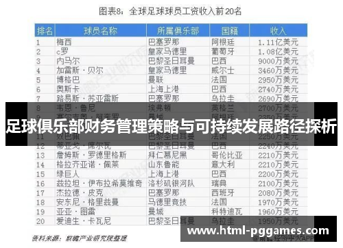 足球俱乐部财务管理策略与可持续发展路径探析